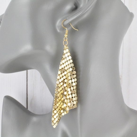 Golden Metallic Bling Earrings - Picture 3 of 10